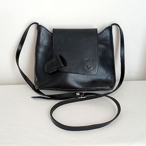 Vintage Pelle Black Italian Leather Crossbody Bag